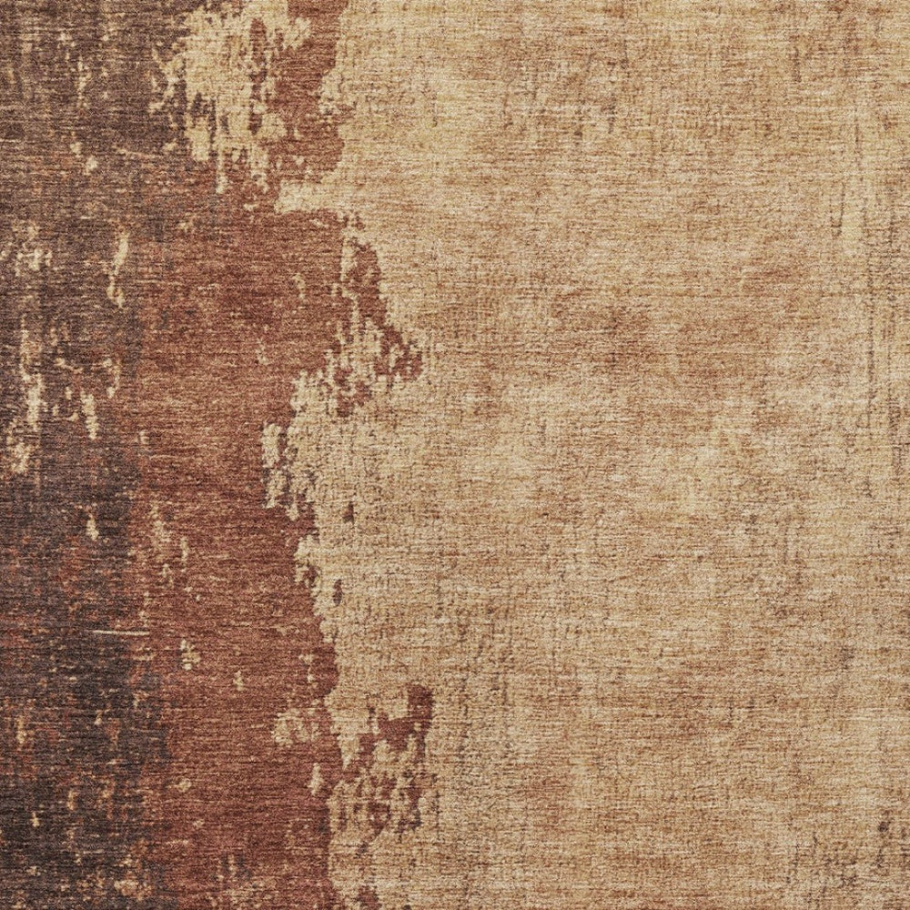 HomeRoots 5' X 8' Abstract Rust and Copper Washable Area Rug - Durable, Stylish for Indoor & Outdoor Use! 625344