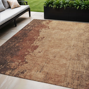 HomeRoots 5' X 8' Abstract Rust and Copper Washable Area Rug - Durable, Stylish for Indoor & Outdoor Use! 625344