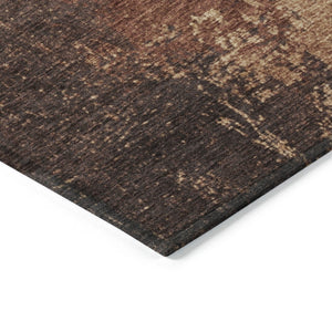 HomeRoots 8' Rust and Copper Round Abstract Area Rug - Stylish, Washable, Durable for Indoor & Outdoor Use 625345
