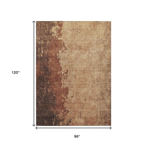 HomeRoots 8' X 10' Abstract Rust and Copper Washable Area Rug - Indoor/Outdoor Durable, Stain-Resistant Design 625346