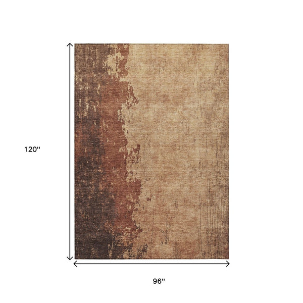 HomeRoots 8' X 10' Abstract Rust and Copper Washable Area Rug - Indoor/Outdoor Durable, Stain-Resistant Design 625346