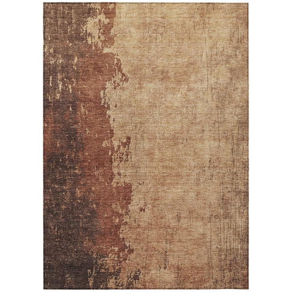 HomeRoots 10' Rust & Copper Abstract Area Rug - Washable, Durable, Indoor/Outdoor, Perfect for High-Traffic Areas! 625348