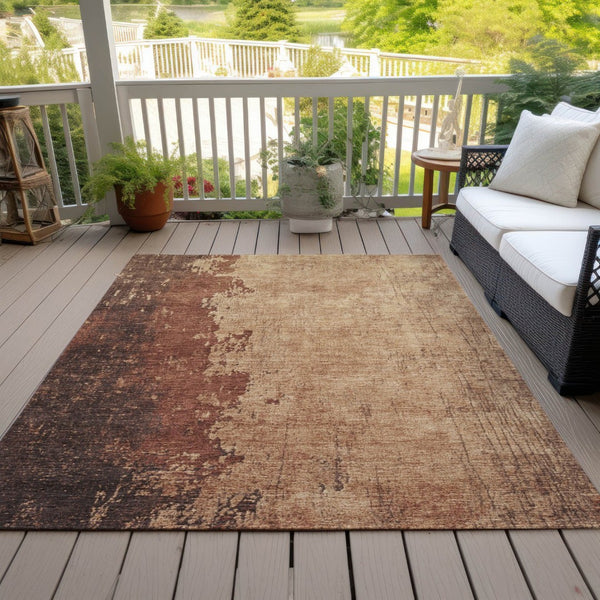 HomeRoots 10' Rust & Copper Abstract Area Rug - Washable, Durable, Indoor/Outdoor, Perfect for High-Traffic Areas! 625348
