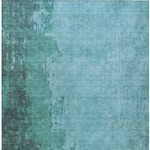 HomeRoots 5' Teal Blue and Aqua Abstract Area Rug - Durable, Washable, Stylish for Indoor & Outdoor Spaces 625350