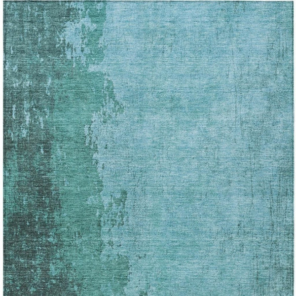 HomeRoots 5' Teal Blue and Aqua Abstract Area Rug - Durable, Washable, Stylish for Indoor & Outdoor Spaces 625350