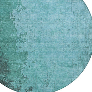 HomeRoots 8' Teal Blue Aqua Round Rug - Washable, Durable, Stylish Indoor/Outdoor Area Rug for High Traffic Spaces 625351