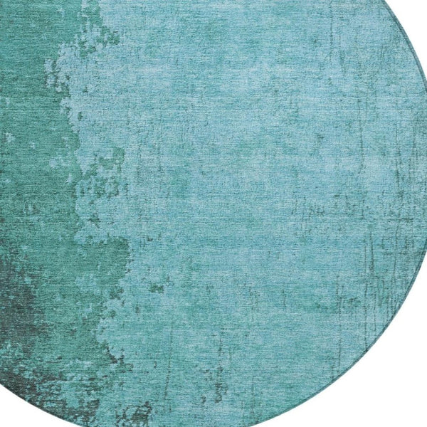 HomeRoots 8' Teal Blue Aqua Round Rug - Washable, Durable, Stylish Indoor/Outdoor Area Rug for High Traffic Spaces 625351