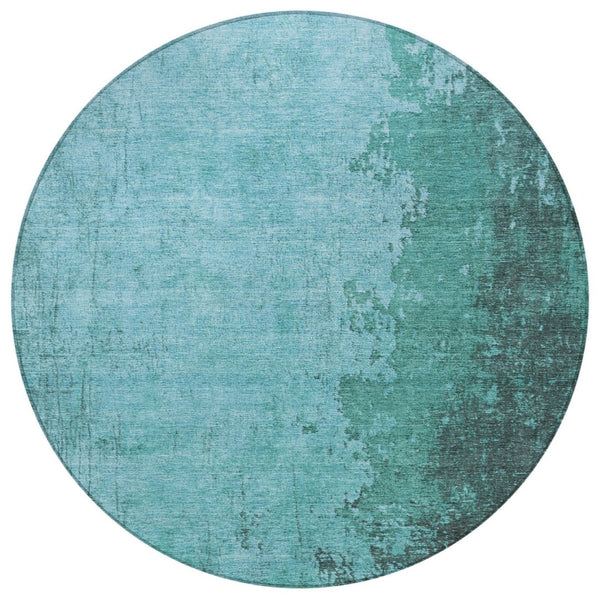 HomeRoots 8' Teal Blue Aqua Round Rug - Washable, Durable, Stylish Indoor/Outdoor Area Rug for High Traffic Spaces 625351
