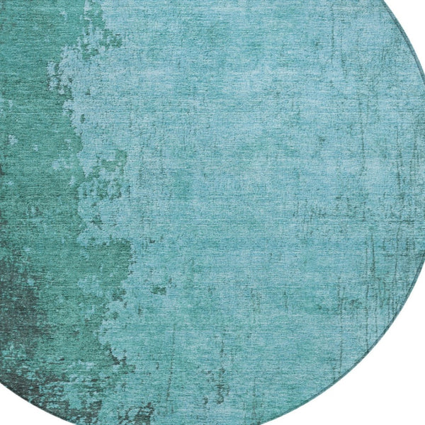 HomeRoots 8' Teal Blue Aqua Round Rug - Washable, Durable, Stylish Indoor/Outdoor Area Rug for High Traffic Spaces 625351