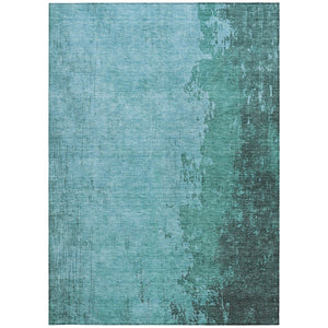 HomeRoots 8' X 10' Teal Blue & Aqua Abstract Area Rug - Durable, Washable, Indoor/Outdoor for Modern Spaces 625352