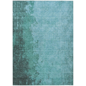 HomeRoots 8' X 10' Teal Blue & Aqua Abstract Area Rug - Durable, Washable, Indoor/Outdoor for Modern Spaces 625352
