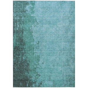 HomeRoots 8' X 10' Teal Blue & Aqua Abstract Area Rug - Durable, Washable, Indoor/Outdoor for Modern Spaces 625352