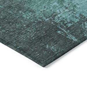 HomeRoots 8' X 10' Teal Blue & Aqua Abstract Area Rug - Durable, Washable, Indoor/Outdoor for Modern Spaces 625352