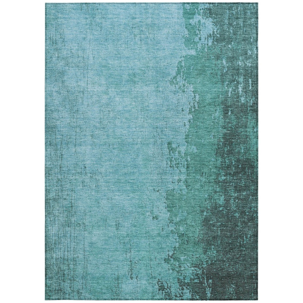 HomeRoots 9' X 12' Teal Blue Aqua Abstract Area Rug – Stylish, Washable, Indoor/Outdoor, Pet-Friendly Design! 625353