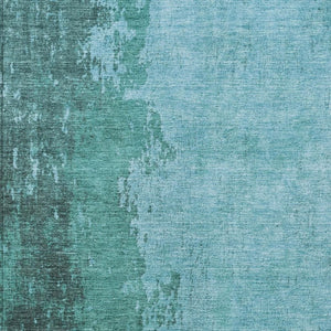 HomeRoots 10' X 14' Teal Blue Aqua Abstract Washable Rug – Durable, Stylish for Indoor & Outdoor Spaces! 625354