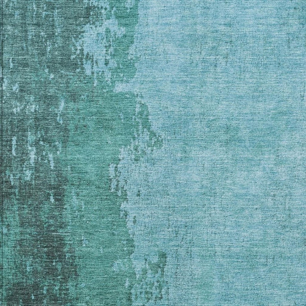 HomeRoots 10' X 14' Teal Blue Aqua Abstract Washable Rug – Durable, Stylish for Indoor & Outdoor Spaces! 625354