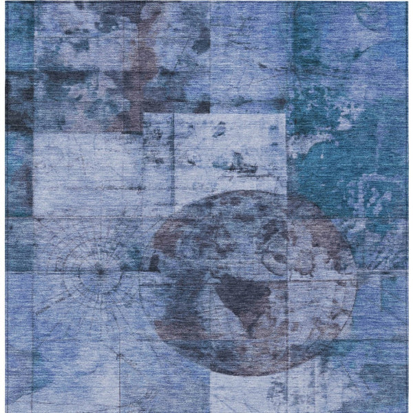 HomeRoots 5' X 8' Blue Abstract Area Rug - Stylish, Washable, Indoor/Outdoor, Stain-Resistant, Durable Design 625362