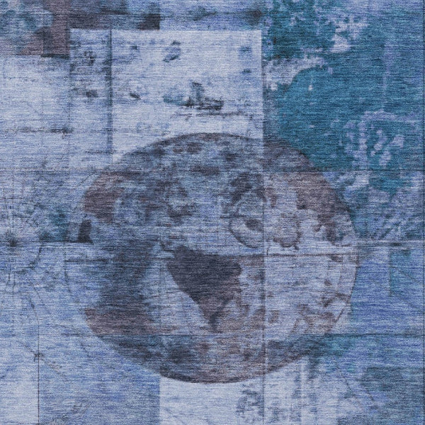 HomeRoots 9' X 12' Abstract Blue Area Rug - Washable, Durable, Stylish for Indoor and Outdoor Spaces! 625365