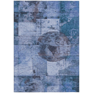 HomeRoots 10' Blue & Sky Blue Abstract Area Rug - Durable, Washable Design for Indoor & Outdoor Spaces! 625366