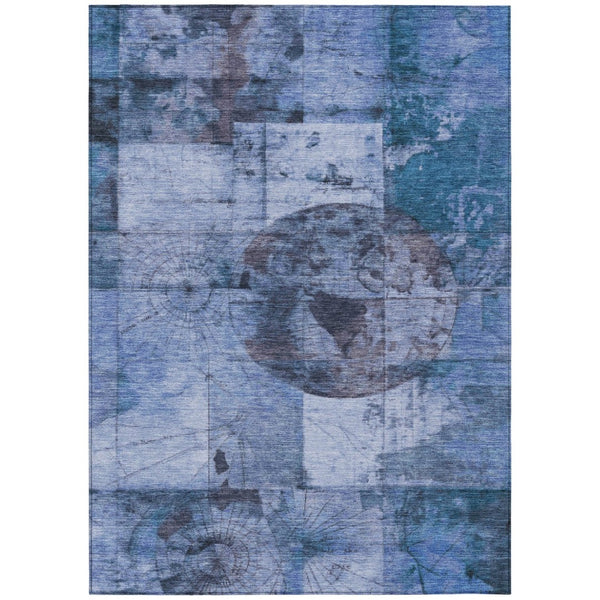 HomeRoots 10' Blue & Sky Blue Abstract Area Rug - Durable, Washable Design for Indoor & Outdoor Spaces! 625366