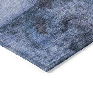 HomeRoots 10' Blue & Sky Blue Abstract Area Rug - Durable, Washable Design for Indoor & Outdoor Spaces! 625366
