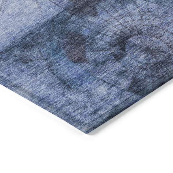 HomeRoots 10' Blue & Sky Blue Abstract Area Rug - Durable, Washable Design for Indoor & Outdoor Spaces! 625366