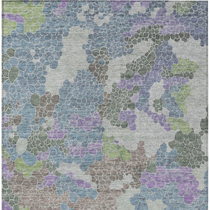 HomeRoots 5' X 8' Stylish Blue Lavender Brown Geometric Washable Area Rug for Indoor & Outdoor Spaces 625392