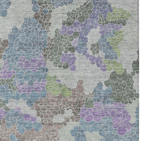 HomeRoots 5' X 8' Stylish Blue Lavender Brown Geometric Washable Area Rug for Indoor & Outdoor Spaces 625392