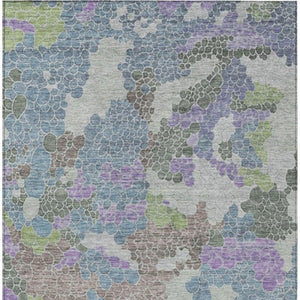 HomeRoots 5' X 8' Stylish Blue Lavender Brown Geometric Washable Area Rug for Indoor & Outdoor Spaces 625392