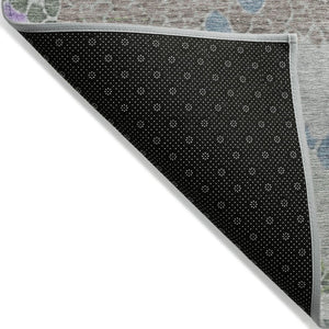 HomeRoots 8' Blue Lavender Round Geometric Washable Area Rug - Stylish, Durable, Perfect for Indoor & Outdoor Use 625393