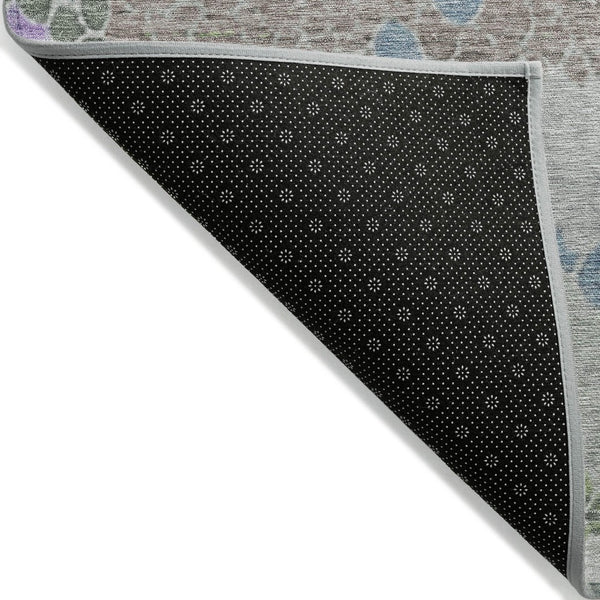 HomeRoots 8' Blue Lavender Round Geometric Washable Area Rug - Stylish, Durable, Perfect for Indoor & Outdoor Use 625393
