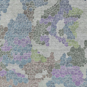HomeRoots 8' X 10' Stylish Blue Lavender & Brown Geometric Indoor/Outdoor Area Rug - Durable & Washable Design 625394