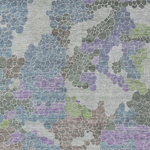 HomeRoots 9' X 12' Geometric Area Rug in Blue, Lavender & Brown – Washable, Indoor/Outdoor, Durable Design! 625395