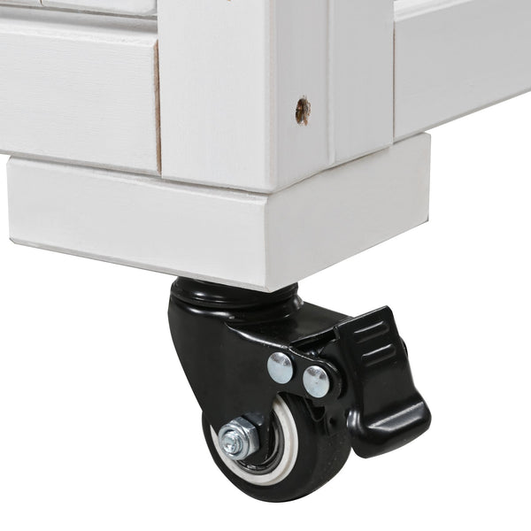 English Elm TOPMAX Mini Cold Frame Greenhouse with Fir Wood, Polycarbonate Doors, Raised Bed & Removable Wheels White N717P229026K