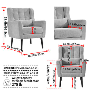 English Elm Modern Accent Chair with Chenille Upholstery, Ergonomic Padded Seat & Solid Wood Legs for Living Rooms Olive Green W1028102389