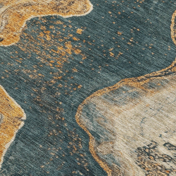 HomeRoots 5' X 8' Linen Charcoal Abstract Washable Area Rug - Stylish, Durable, Indoor/Outdoor Essential! 625422