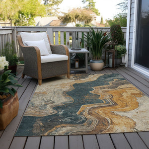 HomeRoots 5' X 8' Linen Charcoal Abstract Washable Area Rug - Stylish, Durable, Indoor/Outdoor Essential! 625422