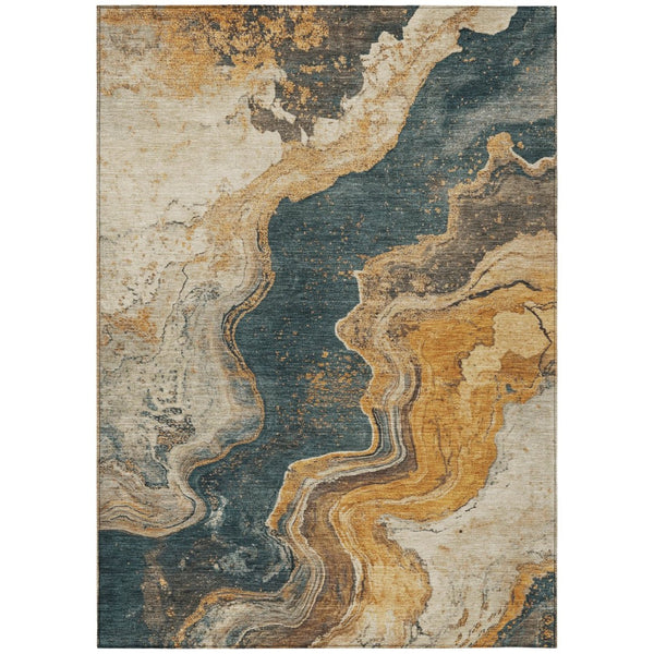 HomeRoots 5' X 8' Linen Charcoal Abstract Washable Area Rug - Stylish, Durable, Indoor/Outdoor Essential! 625422