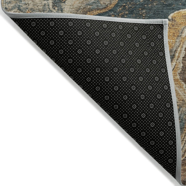 HomeRoots 10' X 14' Linen & Charcoal Abstract Washable Area Rug - Stylish, Durable for Indoor & Outdoor Use 625426