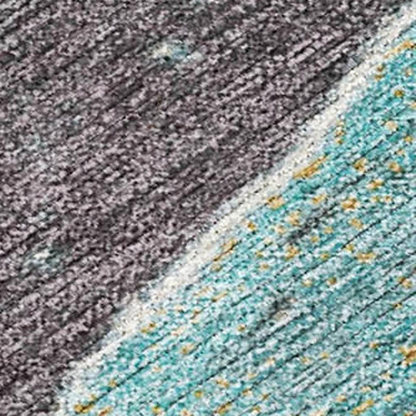 HomeRoots 5' X 8' Teal Blue & Charcoal Abstract Area Rug - Durable, Washable, Versatile for Indoor/Outdoor Use 625428