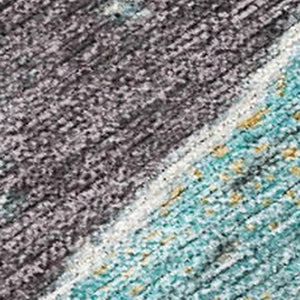 HomeRoots 5' X 8' Teal Blue & Charcoal Abstract Area Rug - Durable, Washable, Versatile for Indoor/Outdoor Use 625428