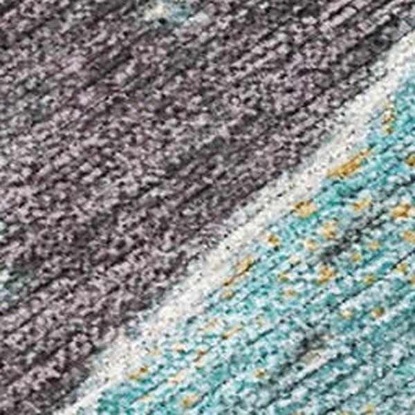 HomeRoots 5' X 8' Teal Blue & Charcoal Abstract Area Rug - Durable, Washable, Versatile for Indoor/Outdoor Use 625428