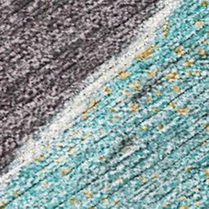 HomeRoots 8' X 10' Stylish Teal Blue & Charcoal Abstract Area Rug - Washable, Durable for Indoor/Outdoor Use 625430