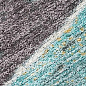 HomeRoots 9' X 12' Teal Blue & Charcoal Abstract Area Rug - Durable, Washable Design for Indoor & Outdoor Use 625431