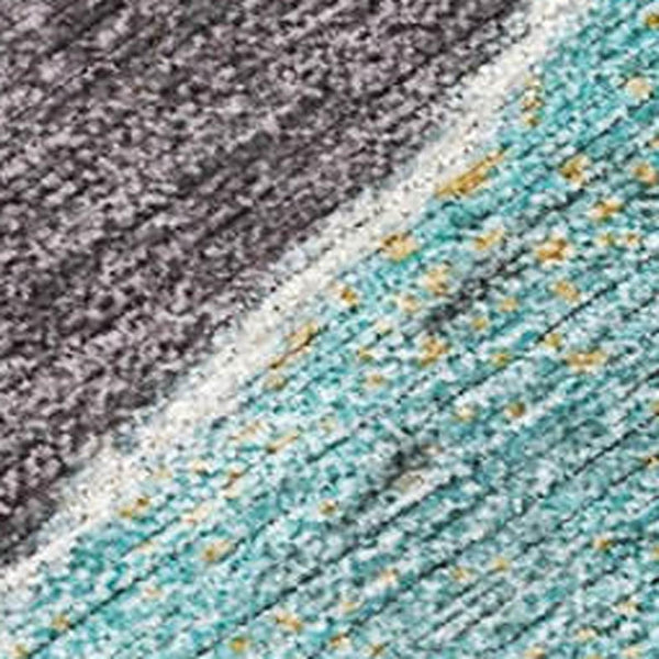 HomeRoots 10' X 14' Teal Blue & Charcoal Abstract Washable Area Rug – Stylish, Durable for Indoor & Outdoor Use 625432