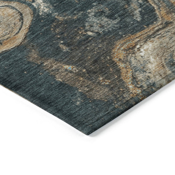 HomeRoots 5' X 8' Wheat and Charcoal Abstract Area Rug - Stylish, Washable, Indoor/Outdoor, Durable Design! 625434