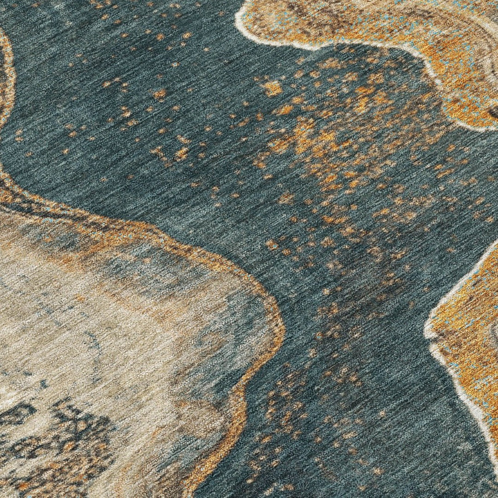 HomeRoots 8' X 10' Contemporary Wheat & Charcoal Abstract Washable Area Rug – Indoor/Outdoor Versatility! 625436