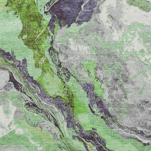 HomeRoots 5' Contemporary Green and Charcoal Abstract Washable Area Rug for Indoor and Outdoor Use, 5x8' 625440
