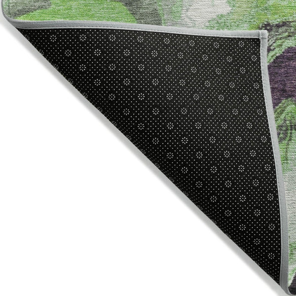 HomeRoots 8' Green and Charcoal Round Abstract Rug – Washable, Durable, Modern Design for Indoor & Outdoor Use 625441
