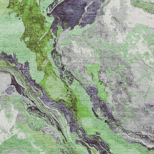 HomeRoots 8' X 10' Abstract Green and Charcoal Washable Area Rug - Stylish, Durable for Indoor & Outdoor Use! 625442